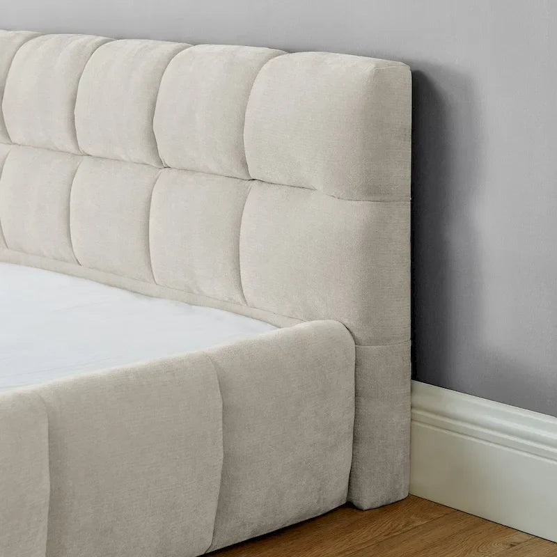 Cama de plataforma tapizada con cabecero