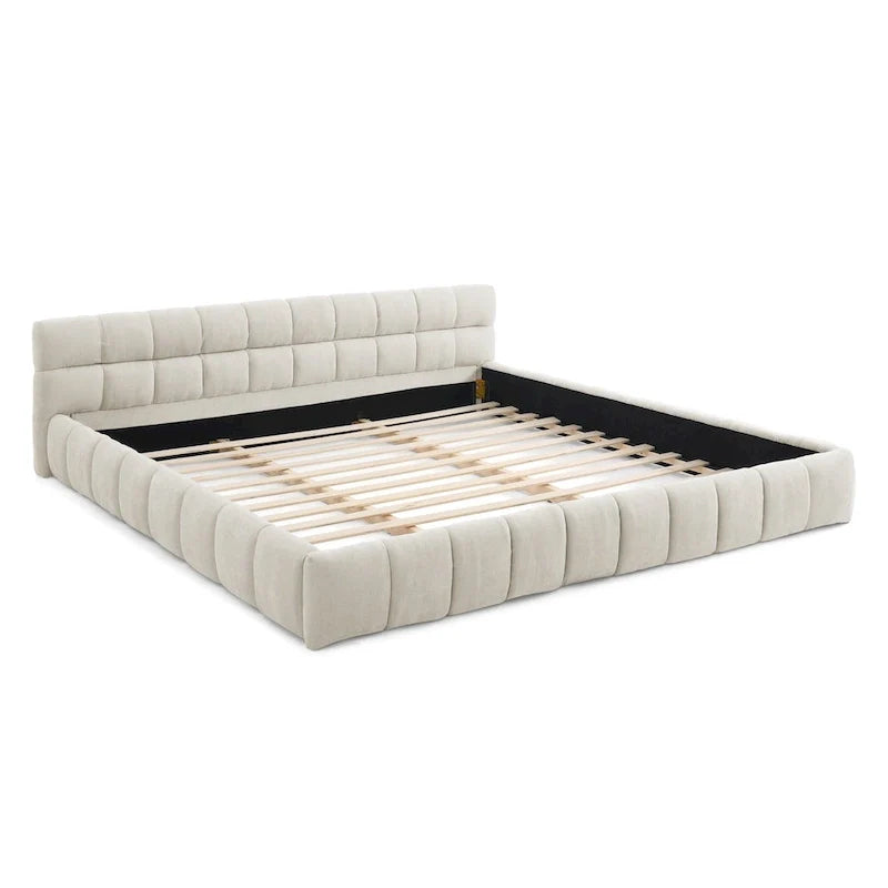 Cama de plataforma tapizada con cabecero