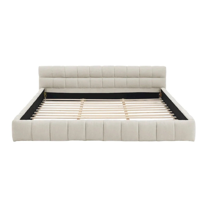 Cama de plataforma tapizada con cabecero