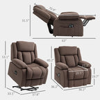 Sillón reclinable elevador eléctrico con masaje y calor, sillón reclinable de tela con control remoto