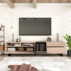 Mueble para TV de 80" con doble espacio de almacenamiento, mesa consola multimedia, centro de entretenimiento con puerta abatible