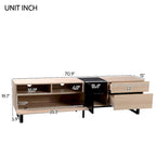 Mueble para TV de 80" con doble espacio de almacenamiento, mesa consola multimedia, centro de entretenimiento con puerta abatible