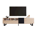 Mueble para TV de 80" con doble espacio de almacenamiento, mesa consola multimedia, centro de entretenimiento con puerta abatible