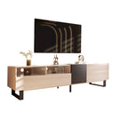 Mueble para TV de 80" con doble espacio de almacenamiento, mesa consola multimedia, centro de entretenimiento con puerta abatible