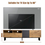 Mueble para TV de 80" con doble espacio de almacenamiento, mesa consola multimedia, centro de entretenimiento con puerta abatible
