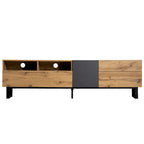 Mueble para TV de 80" con doble espacio de almacenamiento, mesa consola multimedia, centro de entretenimiento con puerta abatible