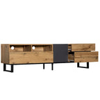Mueble para TV de 80" con doble espacio de almacenamiento, mesa consola multimedia, centro de entretenimiento con puerta abatible