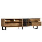 Mueble para TV de 80" con doble espacio de almacenamiento, mesa consola multimedia, centro de entretenimiento con puerta abatible
