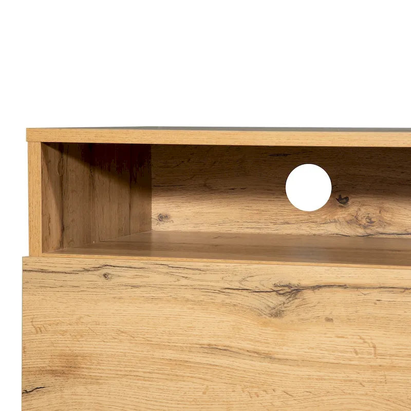 Mueble para TV de 80" con doble espacio de almacenamiento, mesa consola multimedia, centro de entretenimiento con puerta abatible