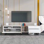 Mueble para TV de 80" con doble espacio de almacenamiento, mesa consola multimedia, centro de entretenimiento con puerta abatible