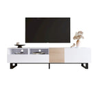 Mueble para TV de 80" con doble espacio de almacenamiento, mesa consola multimedia, centro de entretenimiento con puerta abatible
