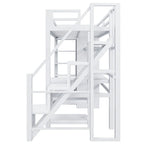 Cama alta de metal con escritorio, armario y escaleras con peldaños – Tamaño individual/matrimonial