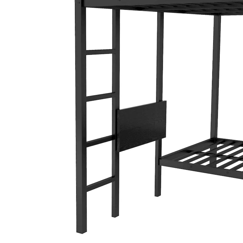 Litera King sobre Twin XL con armario integrado y escritorio plegable, Negro
