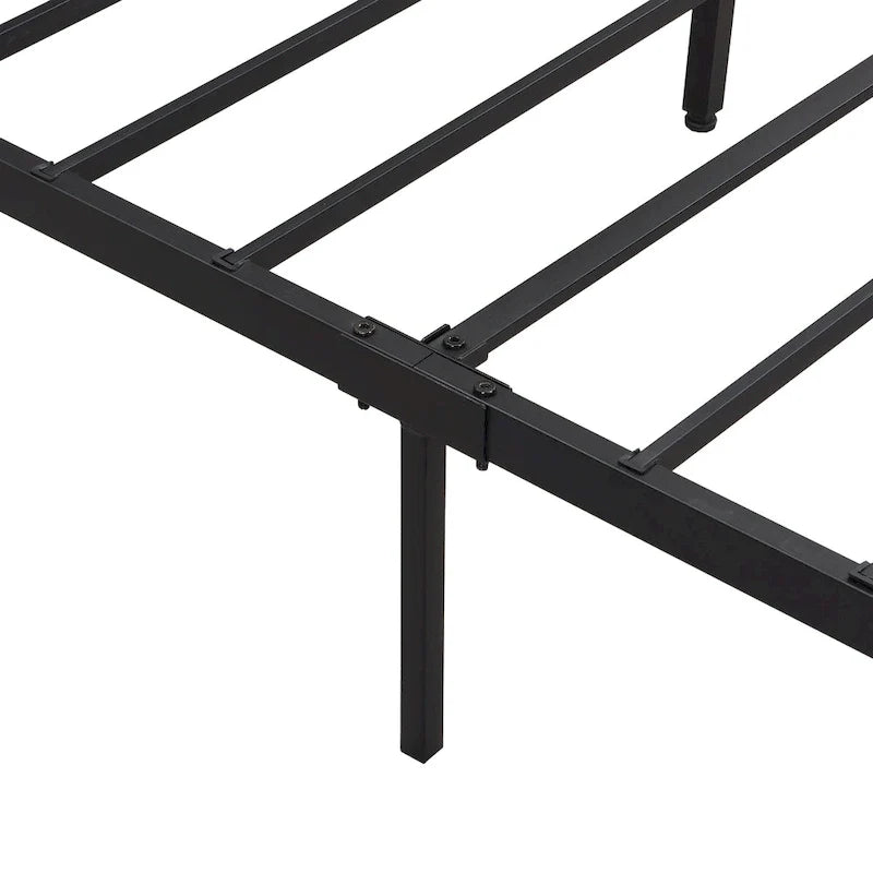 Base de cama metálica tamaño King con cabecera de madera y luces LED