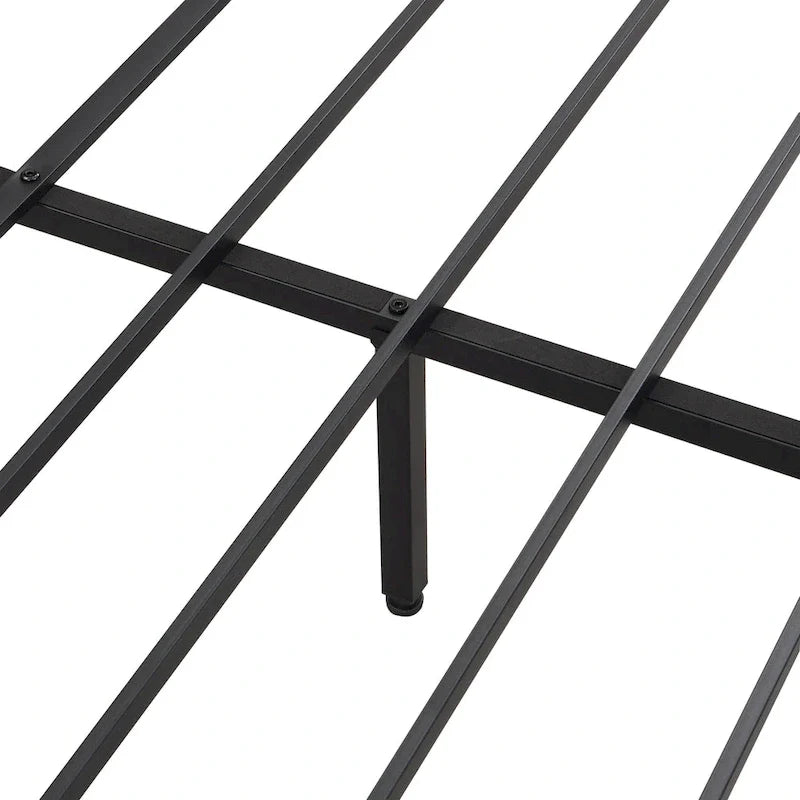 Base de cama metálica tamaño King con cabecera de madera y luces LED
