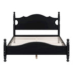 Cama tipo plataforma de madera de pino con cabecero