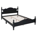 Cama tipo plataforma de madera de pino con cabecero