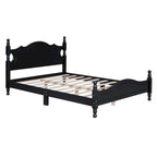 Cama tipo plataforma de madera de pino con cabecero