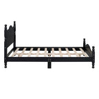 Cama tipo plataforma de madera de pino con cabecero