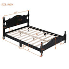 Cama tipo plataforma de madera de pino con cabecero