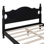 Cama tipo plataforma de madera de pino con cabecero
