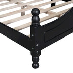 Cama tipo plataforma de madera de pino con cabecero