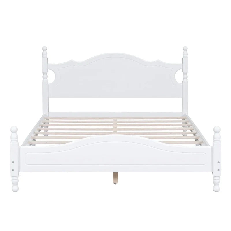 Cama tipo plataforma de madera de pino con cabecero