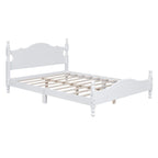 Cama tipo plataforma de madera de pino con cabecero
