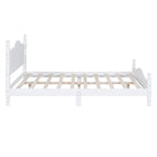 Cama tipo plataforma de madera de pino con cabecero