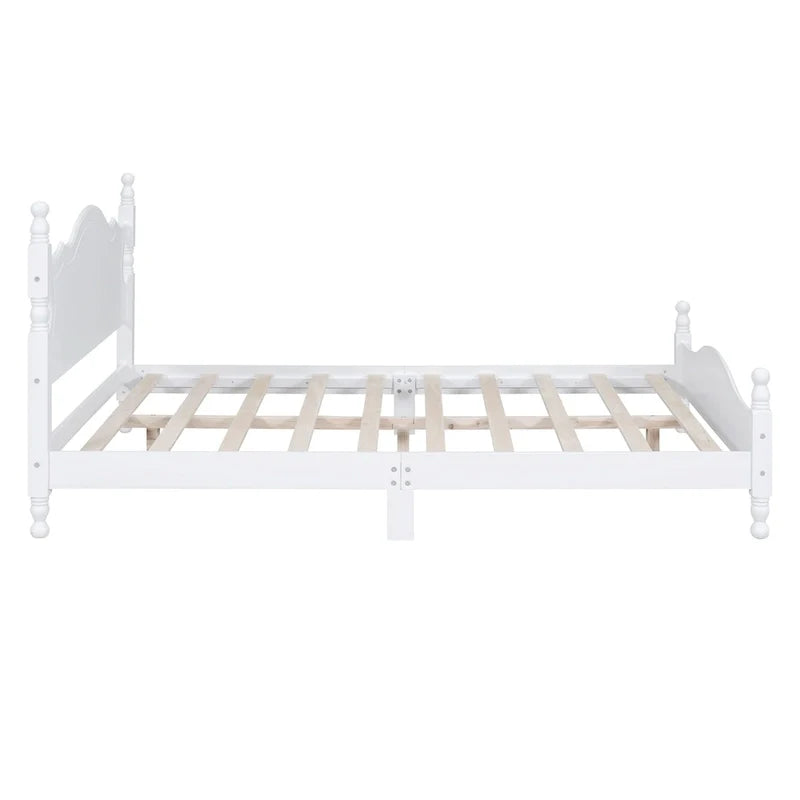 Cama tipo plataforma de madera de pino con cabecero