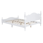 Cama tipo plataforma de madera de pino con cabecero