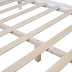 Cama tipo plataforma de madera de pino con cabecero