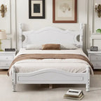 Cama tipo plataforma de madera de pino con cabecero