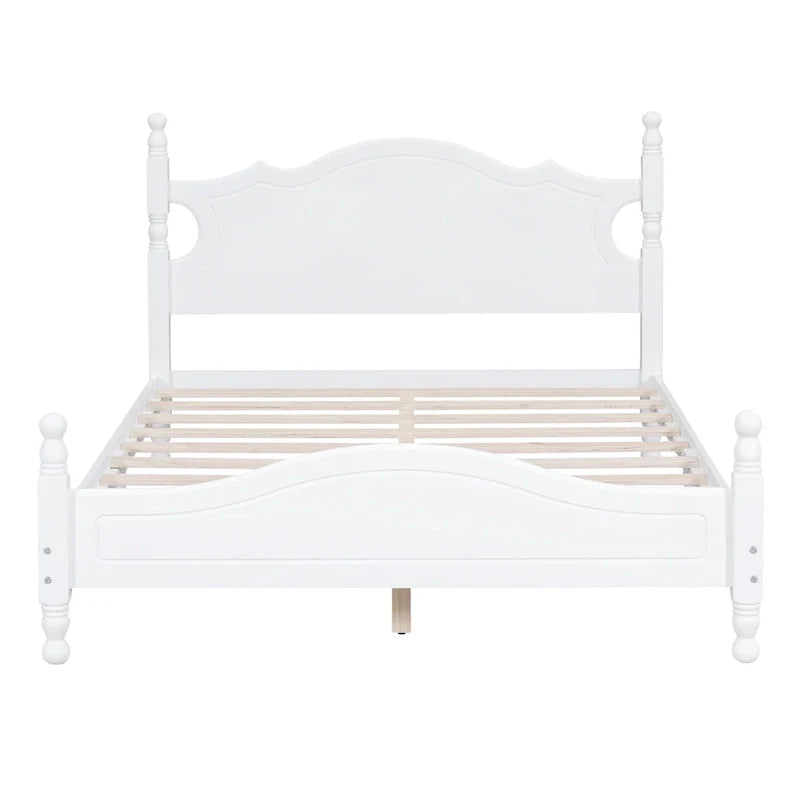 Cama tipo plataforma de madera de pino con cabecero