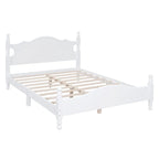 Cama tipo plataforma de madera de pino con cabecero