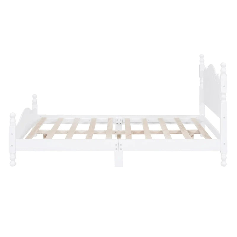 Cama tipo plataforma de madera de pino con cabecero