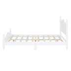 Cama tipo plataforma de madera de pino con cabecero