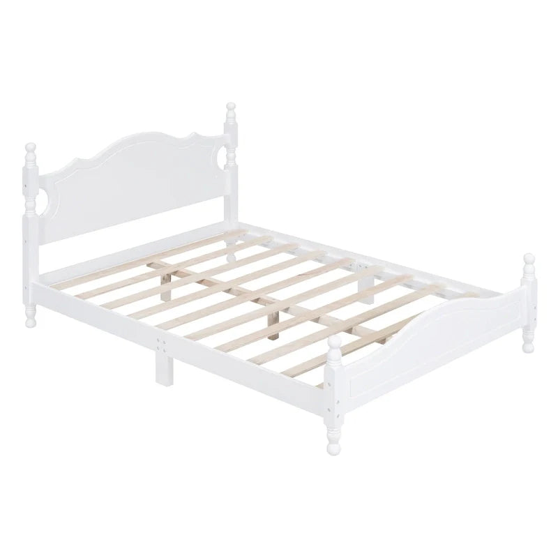 Cama tipo plataforma de madera de pino con cabecero