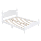 Cama tipo plataforma de madera de pino con cabecero