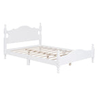 Cama tipo plataforma de madera de pino con cabecero