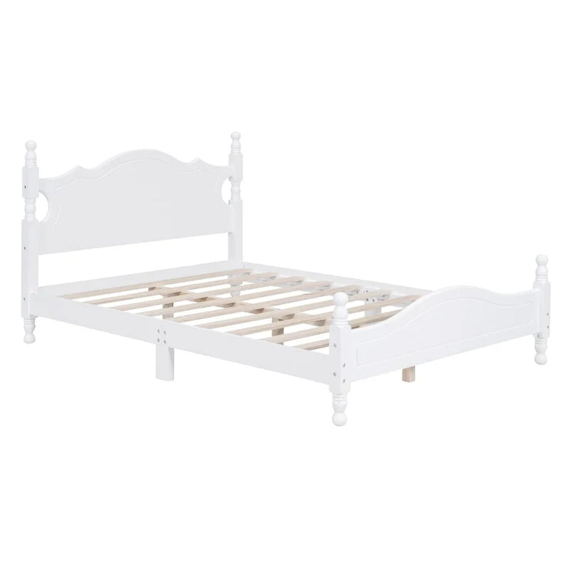 Cama tipo plataforma de madera de pino con cabecero