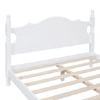 Cama tipo plataforma de madera de pino con cabecero