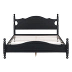 Cama tipo plataforma de madera de pino con cabecero