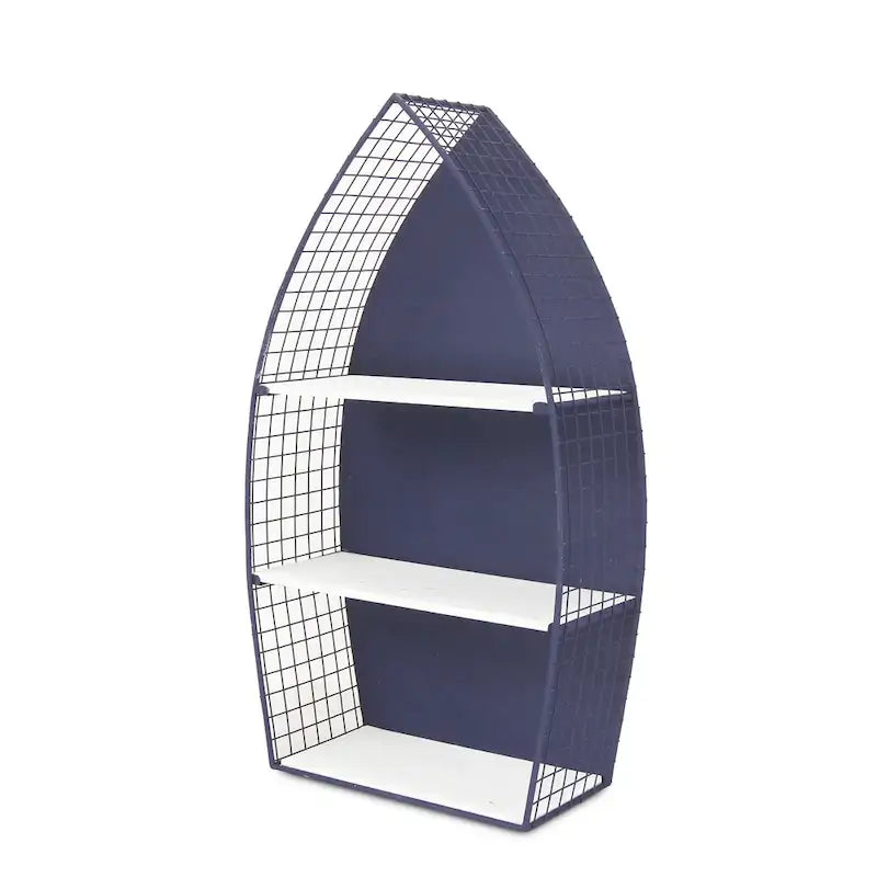 30.25 Estante de pared de 3 niveles con diseño de bote azul