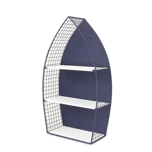 30.25 Estante de pared de 3 niveles con diseño de bote azul