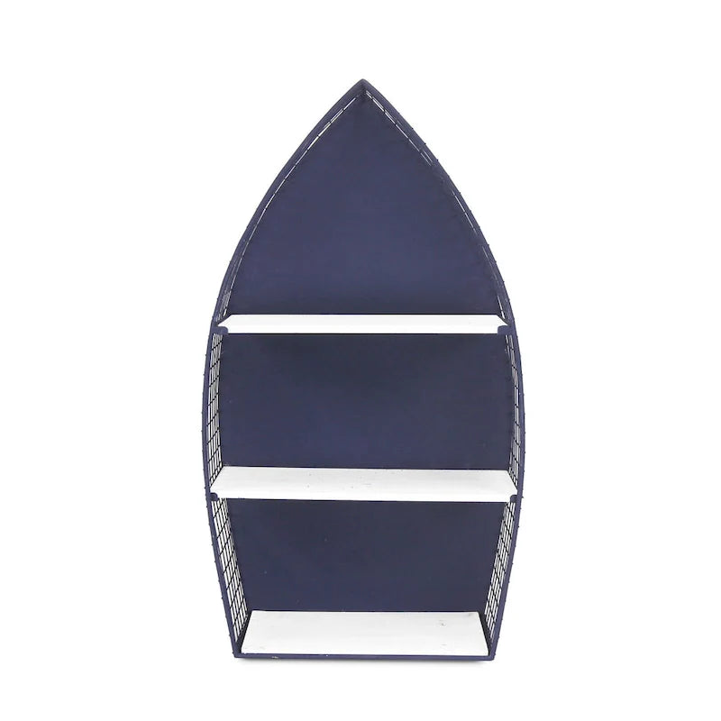30.25 Estante de pared de 3 niveles con diseño de bote azul