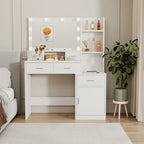 Tocador de maquillaje con cajones y armario de almacenamiento - 15.75 x 43.31 x 55.91 in