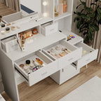 Tocador de maquillaje con cajones y armario de almacenamiento - 15.75 x 43.31 x 55.91 in