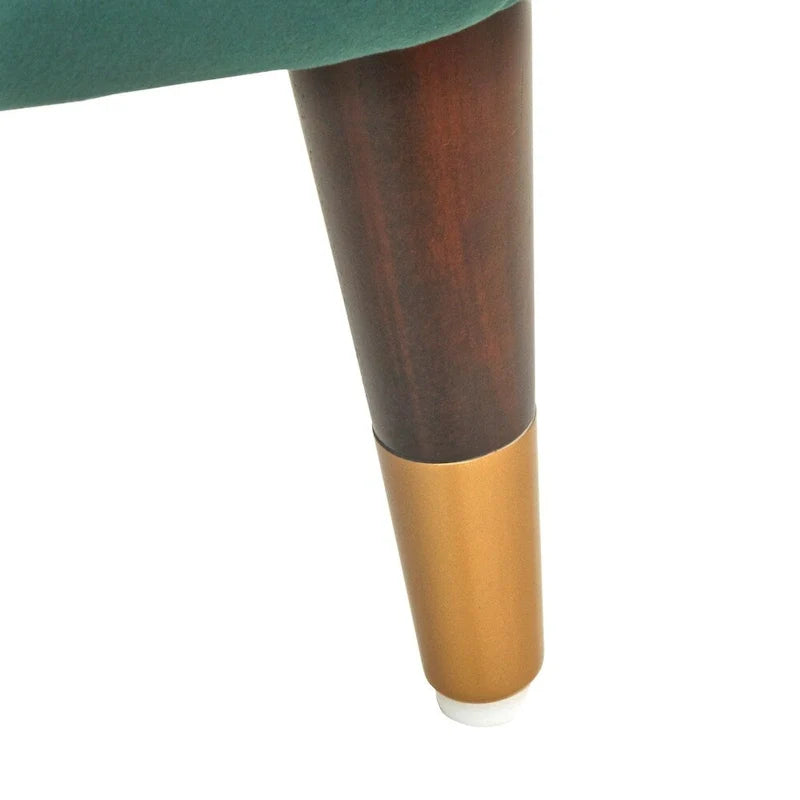 Sillón con respaldo redondeado - Tapizado con patas en ángulo con acabado nogal