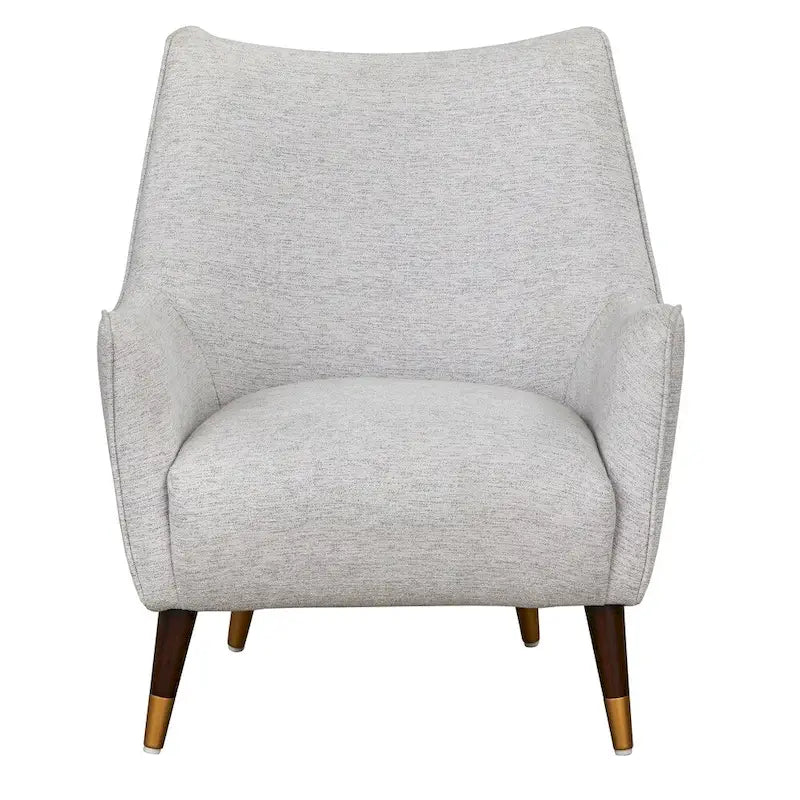 Sillón con respaldo redondeado - Tapizado con patas en ángulo con acabado nogal